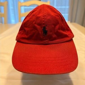 Polo Ralph Lauren Twill Ball Cap in New Brick with Buckled Leather Strap
